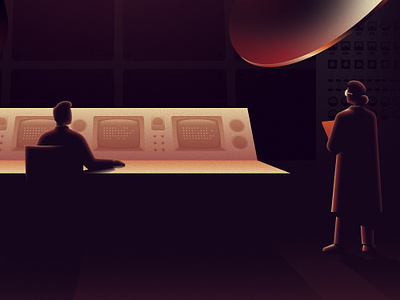 Poster alien computer experiement futuristic illustration lab poster quantum sci fi scientist screen print