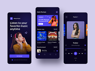 Music app ui mobile design branding design graphic design landing page logo mhala music app music ui mobile design music ui ux ui ui design ui ux design vector