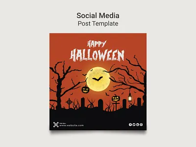 Happy Halloween Social media post template design. card halloween sale post
