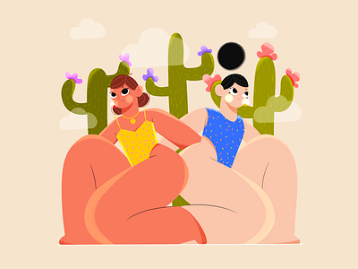 Hot girl summer isn’t over 2d abstract art body cactus cartoon character design commercial cute design drawing flat girls graphic design illustration illustrator procreate sisters soft women