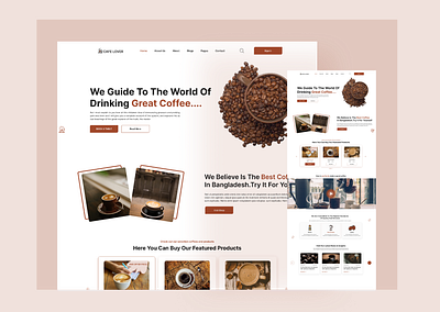 Coffee Shop Related Web Landing Page Design adobe xd app landing cafe coffee app coffee shop app coffee shop landing page design figma food food app food dashboard shopping ui ux