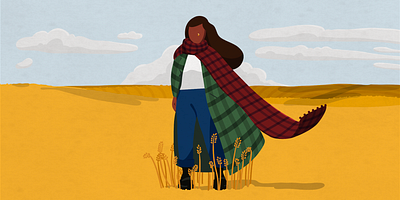 Girl in a Field 2022 vs 2019 branding character clouds design fall farm graphic design illustration procreate product illustration vector wheat