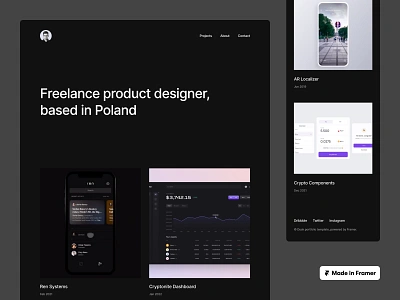 Dusk — Framer Portfolio Template agency creative dark elegant figma framer grid landing page mockup portfolio premium projects responsive simple template theme ui web website