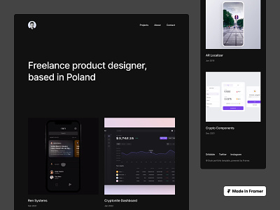 Dusk — Framer Portfolio Template agency creative dark elegant figma framer grid landing page mockup portfolio premium projects responsive simple template theme ui web website