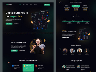 CrypTon - Cryptocurrency Website bitcoin blockchain clean coin crypto crypto currency crypto landing page crypto wallet crypto website cryptocurrency currency design ethereum landing page landing page design modern nft ui website website design