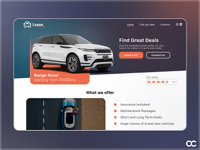 Car leasing website Concept app branding cars design graphic graphic design illustration logo ui ui design ui graphics vehicles website