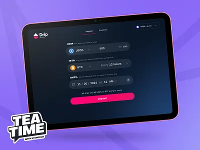 Drip by Dcaf dApp Redesign app design bitcoin components crypto dapp financial app fintech free freebie prouduct software solana ui ui components ux web web app web app design work sans