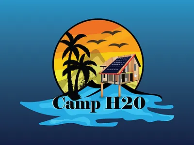 I will cartoon, mascot, gaming and sports, minimalist logo branding camp cartoon cosmetic design design graphic design illustration logo mascot logo minimalist minimalist logo palm tree product design sammerset summer sun sunset unique water