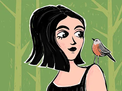 Hi Robin bird dublin female girl illustration ireland robin