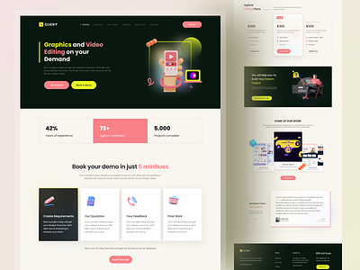Clicky Website Landing Page Design 3d agency branding business company creativedesign designconcept designidea designservice figmadesign graphic design illustration landingpage newshot trending uiuxdesigner videoediting webdesign webuiux