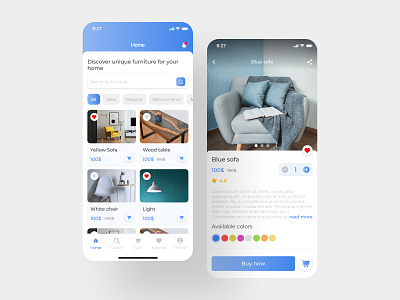 Furniture store app 💙 3d adobe animation app branding design figma furniture graphic design illustration logo marketing motion graphics online shopping store ui ui design ux ux design