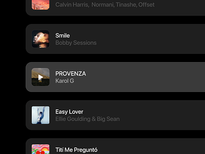 Tracklisting | Music App apple music deezer music music app playlist product design spotify tidal tracklist ui ux