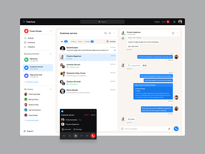 Business Phone CRM Dashboard - Talkphone app chat crm dashboard design fireart fireart studio phone talkphone ui ux web