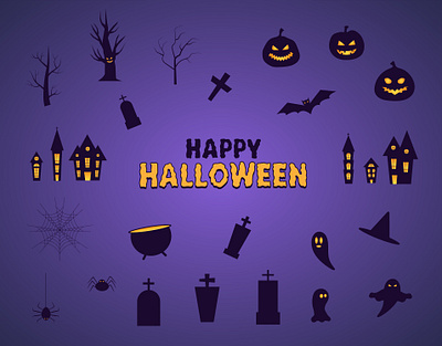Happy Halloween illustration set graphic design halloween icon illustration vector