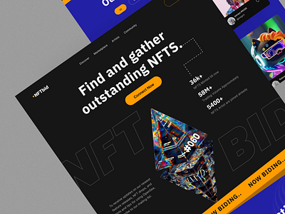 NFT Marketplace Website Design design illustration landing page moonstar nft nft nft design nft header nft landing page nft marketplace ui ux web design web3 website