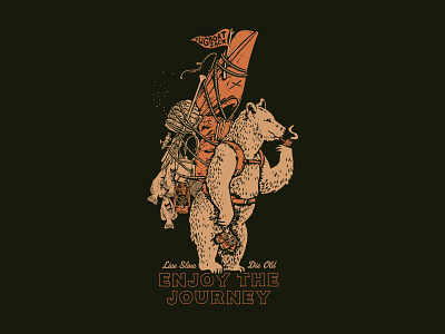 Enjoy the Journey Too backpacking bear hiking illustration kayak pipe