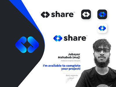 Share platform logo - share your data with Share app brand branding clean data fast graphic design illustration lettermark logo loop meta s share simple top trendy unseen unused vector