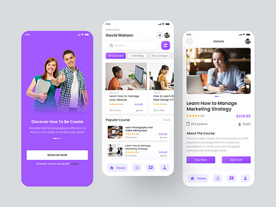 E-Learning App Ui Design app app ui application clean course e learning education elearning exploration mobile app modern design online class online courses online school ui uidesigner uiux userexperience userinterface website