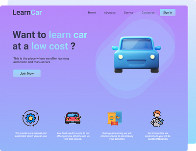 Learn Car animation illustration landing page logo ui web