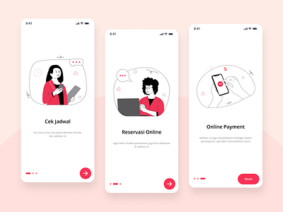 Onboarding Bhinneka Shuttle Mobile App bhinneka shuttle branding graphic design illustration indonesia onboarding reservation ui uiux user interface ux