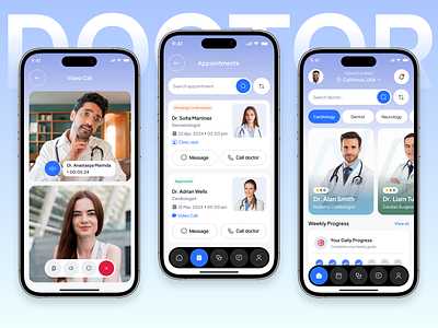 Doctor Appointment Mobile App Design doctorapp doctorappointmentapp healthappui healthcareapp healthtech medicalbooking medicaltech onlinedoctorbooking telehealth telemedicine