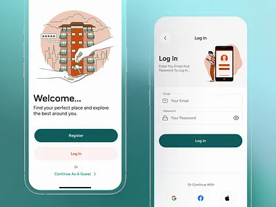 Apartment Rental Mobile App #1 app design ui ux vector