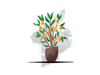 Lemon tree in a pot Textured illustration botanical illustration branding cartoon comission design floral illustration food food illustration freelance graphic design illustration lemon nature illustration tree work