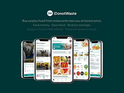 iDonotWaste - Buy surplus food & Support food relief efforts app design charity app design donation app food app food donation interaction design mobile app design mobile ui ui uidesign uiux uxdesign uxuidesign