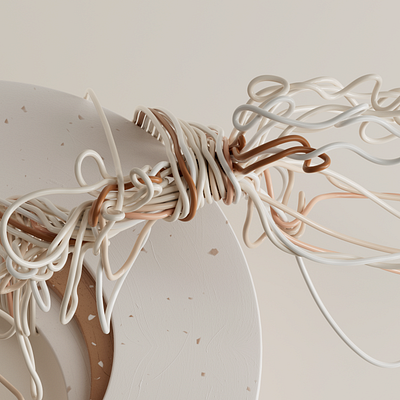 Tangled 3d 3d artist 3dillustration abstract ambient animation beige branding c4d cgi clean composition inspiration landing light motion graphics ropes startup web