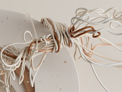 Tangled 3d 3d artist 3dillustration abstract ambient animation beige branding c4d cgi clean composition inspiration landing light motion graphics ropes startup web