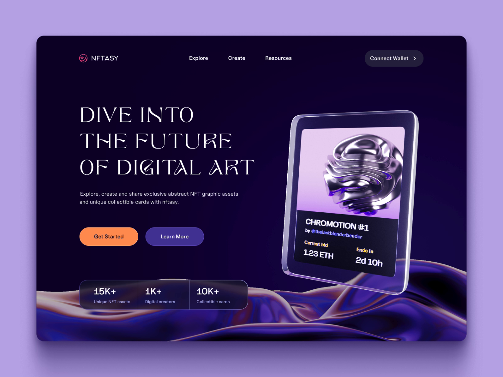 Digital art marketplace landing page by Maksym Kovalenko 🇺🇦 on Dribbble