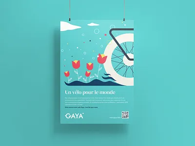 Poster Gaya bike cycle drawing ecology electric environment flat flowers gaya geometric illustration minimal nature poster ride simple wheel