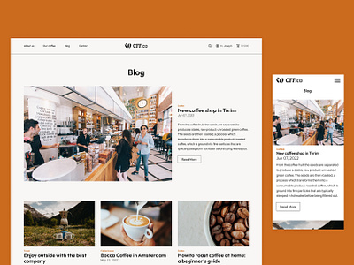 Coffee website, blog adobe xd blog blog design blog page branding coffee daily ui dailyui desktop ecommerce figma graphic design grid layout minimalism mobile responsive ui ui design website