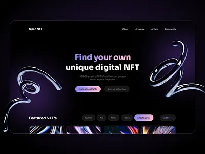 NFT Marketplace dark landing marketplace nft ui web