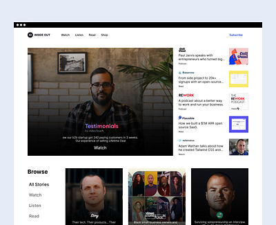 INSIDEOUT - Blog Website Concept blog brands cms design dribbble graphic design illustration indie hackers logo mobile newsletter responsive responsive website ui ux vector web web design website