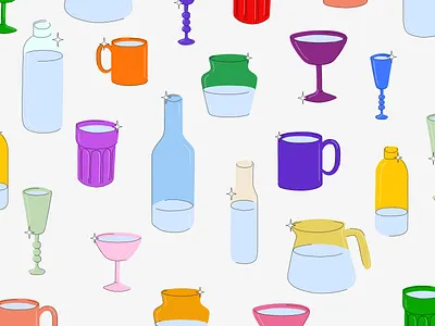 Editorial Illustration art bottles design editorial flat glasses illustration vector vivid water