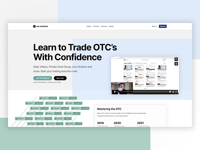 OTC Method Trading Education dashboard design education landing page stocks trading ui user interface ux videos