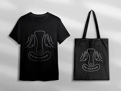 Monoline Character 7 art bag character clothes creative design digital drawing face graphic design monoline shirt t shirt tote