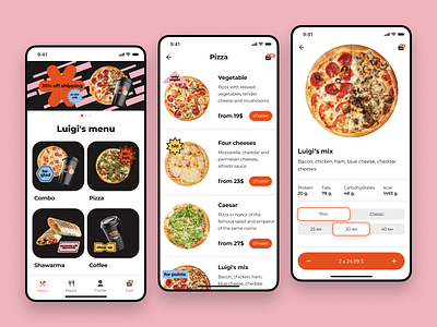 Luigi's pizza delivery pizza ui