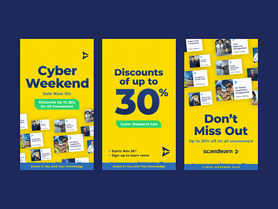 Scandlearn Cyber Sale Instagram Story Designs aviation beagleworks brand branding design freelancer graphic designer illustration logo malta ui vector
