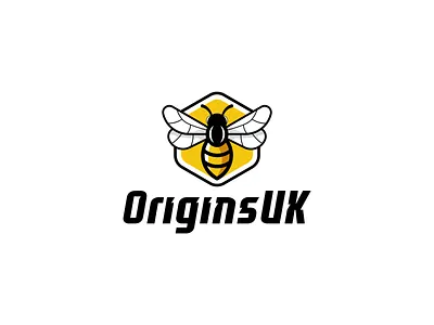 OriginsUK 2d bee branding bumble bee clean design esport hexagon illustration insect logo modern originsuk simple streamer twitch vector