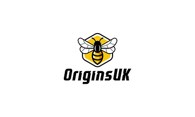 OriginsUK 2d bee branding bumble bee clean design esport hexagon illustration insect logo modern originsuk simple streamer twitch vector