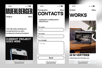 Portfolio mobile view design graphic design ui