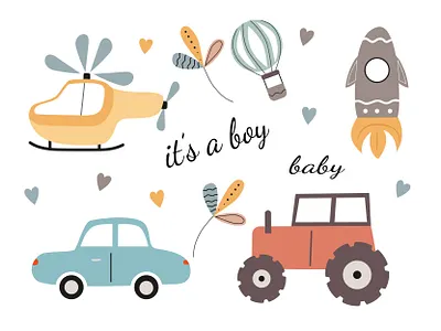Baby boy elements baby baby boy baby shower birth childhood children design illustration kid kids transport little motherhood newborn pastel colors patents set of elements