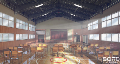 School Gym 2d 3d anime background digital environment game art illustration interior school visual novel