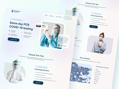 Covid-19 testing landing page branding clean covid interface landing page product redesign ui ux