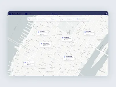 Shelter Buddy • Dispatch Map baloom dashboard dispatch filter location map modal overlay pin search