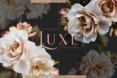 Luxe Oil Paint Floral Art Collection botanical clipart design floral flower illustration oil paint