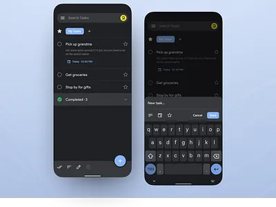 Google Tasks Redesign android app application darkmode design google list material design mobile tasks ui