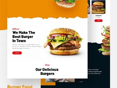 Burger Food Restaurants Website UI Design app branding design ui